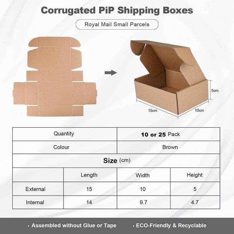 STRBOXONG Corrugated Cardboard Shipping Boxes, 15x10x5cm Royal Mail Small Parcel Boxes, Packaging Mailing Boxes for Business, Posting, Storing or Gift(Pack of 10) - Image 2