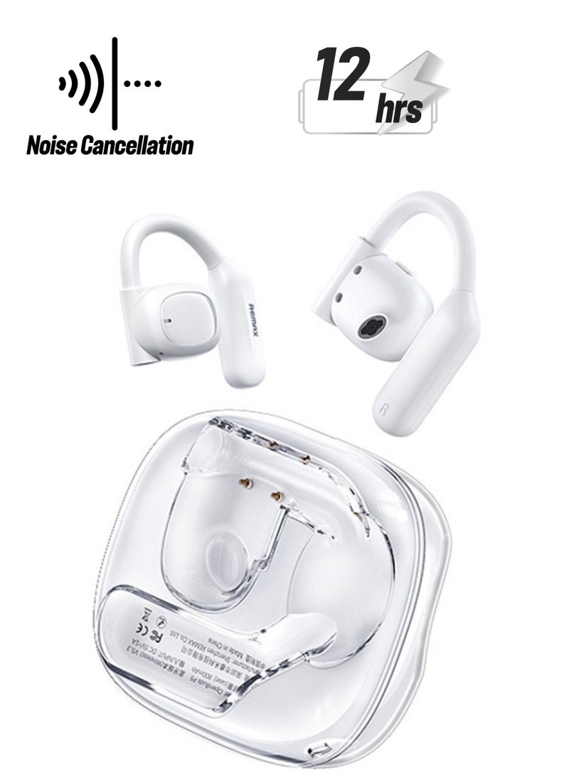 REMAX OpenBuds P5 Air Conduction Bluetooth Earphones – HiFi Sound, Noise Reduction, 9-12H Playtime, Comfortable Fit, Sports & Music Wireless Headset (White)  - Image 1