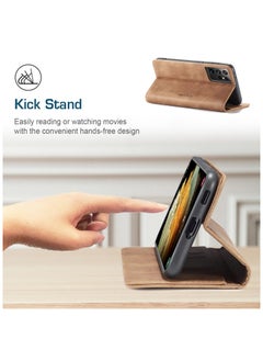 CaseMe CaseMe Samsung Galaxy S21 Ultra Case Wallet, for Samsung Galaxy S21 Ultra Wallet Case Book Folding Flip Folio Case with Magnetic Kickstand Card Slots Protective Cover - Brown  - Image 5