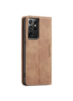 CaseMe CaseMe Samsung Galaxy S21 Ultra Case Wallet, for Samsung Galaxy S21 Ultra Wallet Case Book Folding Flip Folio Case with Magnetic Kickstand Card Slots Protective Cover - Brown  - Image 3