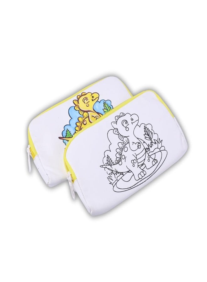 HOBBY INDIA DIY Canvas Pouch Painting Kit for Kids | with Zip Makeup & Toiletry Art Craft Set | Birthday, School, Stationery, Travel, Pencil Bag Boy & Girl | Christmas & Return Gift (Dinosour) - Image 3