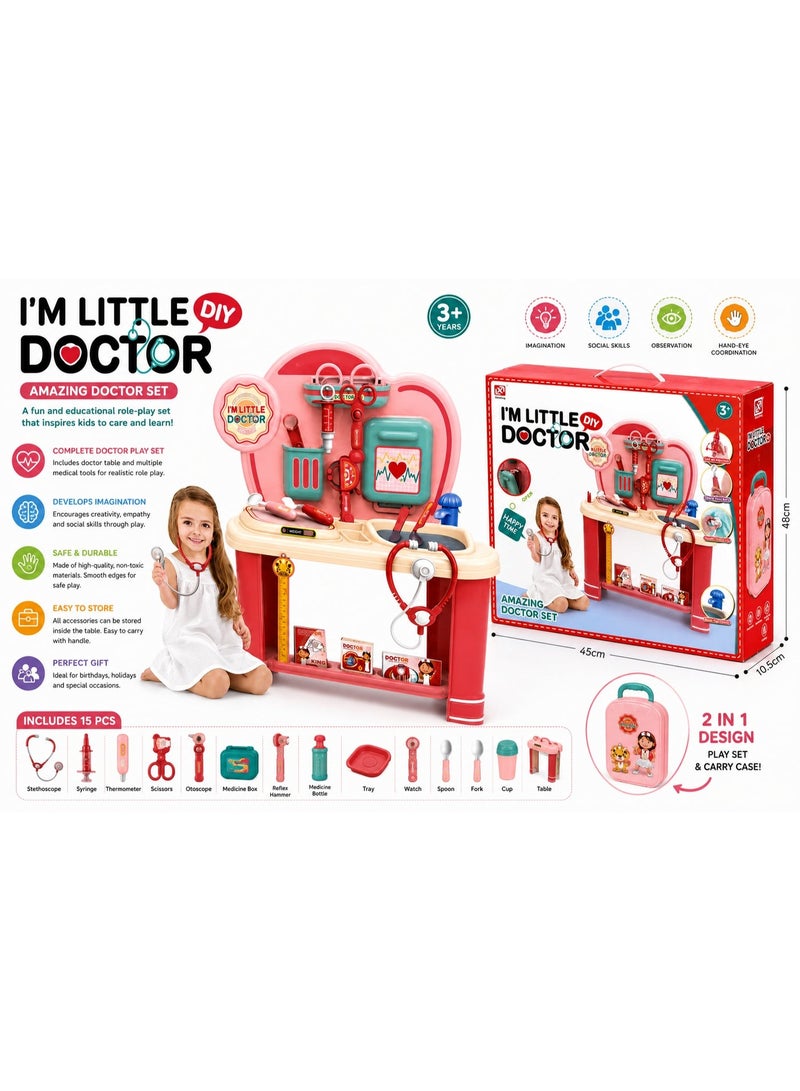 Children's Doctor Kit Toy Set, Simulation Medical Role Play Suitcase with Realistic Tools for Toddlers, Ages 3+ - Image 2