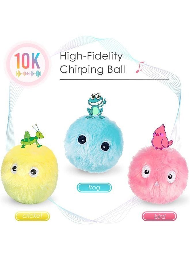 Lovely Pet Cat Toy Ball, Interactive for Indoor, Voice Molar Bite Resistant Relieve Gravity Kitten Catnip Chirping Balls Exercise, Kicker, Fluffy Plush Fun Kitty (Pack of 3)