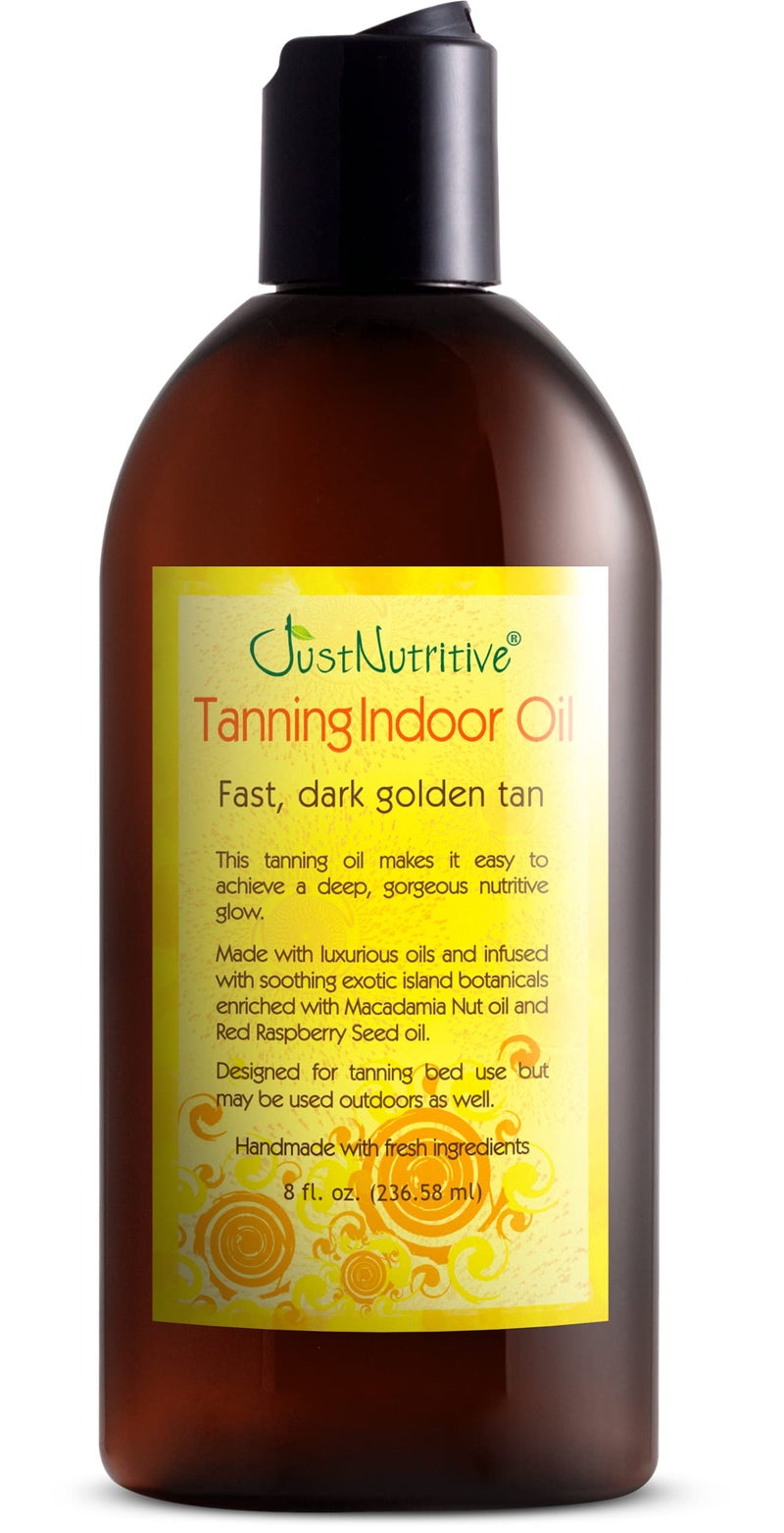 Just Nutritive Indoor Tanning Oil | Natural Tanning Bed Accelerator for Fast, Dark, Long-Lasting Tan | Moisturizing Body Oil with Vitamin E & Botanical Extracts | 8 Fl Oz - Image 1