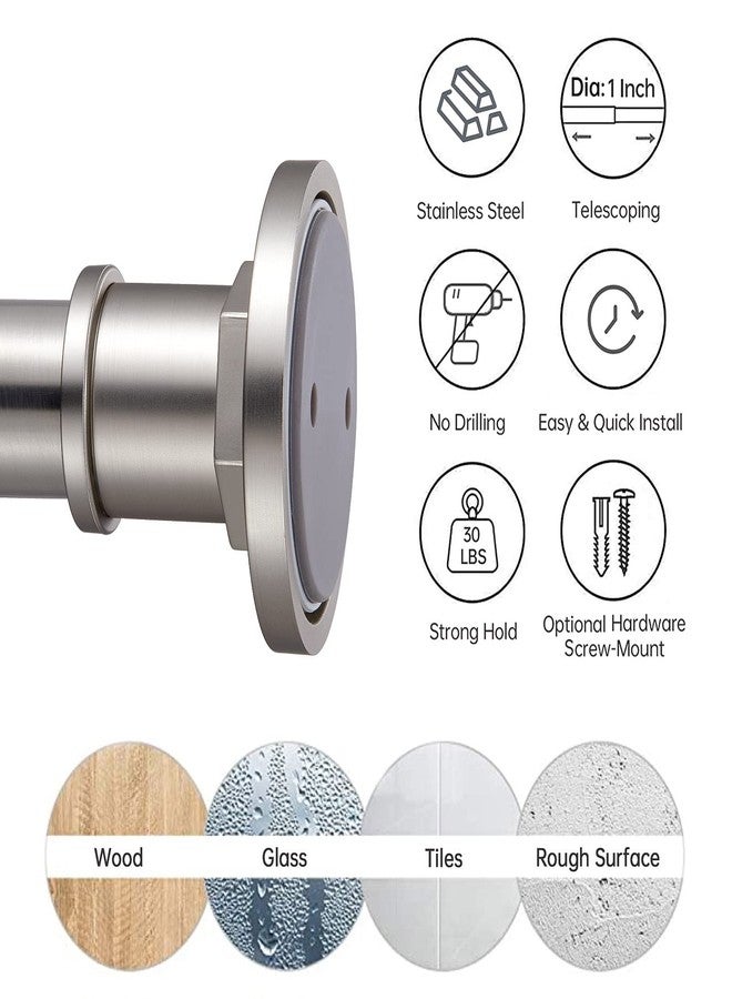 BRIOFOX Industrial Shower Curtain Rod - 2-in-1 Design Tension Curtain Rod - Never Rust Non-Slip 43 to 72 Inch 304 Stainless Steel, Brushed Nickel Window Curtain Rod - Image 4
