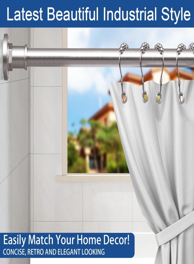 BRIOFOX Industrial Shower Curtain Rod - 2-in-1 Design Tension Curtain Rod - Never Rust Non-Slip 43 to 72 Inch 304 Stainless Steel, Brushed Nickel Window Curtain Rod - Image 2
