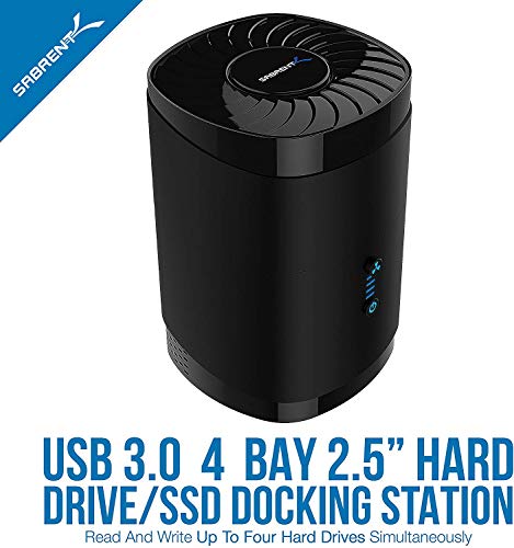 SABRENT USB 30 4Bay 25 SATA SSD and HDD Docking Station with Cooling Fan ToolFree Supports Up to 4X 16TB 5Gbps Transfer for SATA 25 SSDHDD Up to 125mm USB 30 Compatible DS4SSD - Image 3