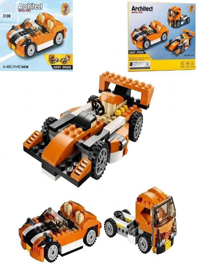 Ruzarth 3-in-1 Building Blocks Toy Set for Kids 6+, Sports Car Formula Race Car Cargo Truck Construction Kit, 119 PCS STEM Educational Building Bricks, Creative Learning Gift for Boys Girls - Image 1