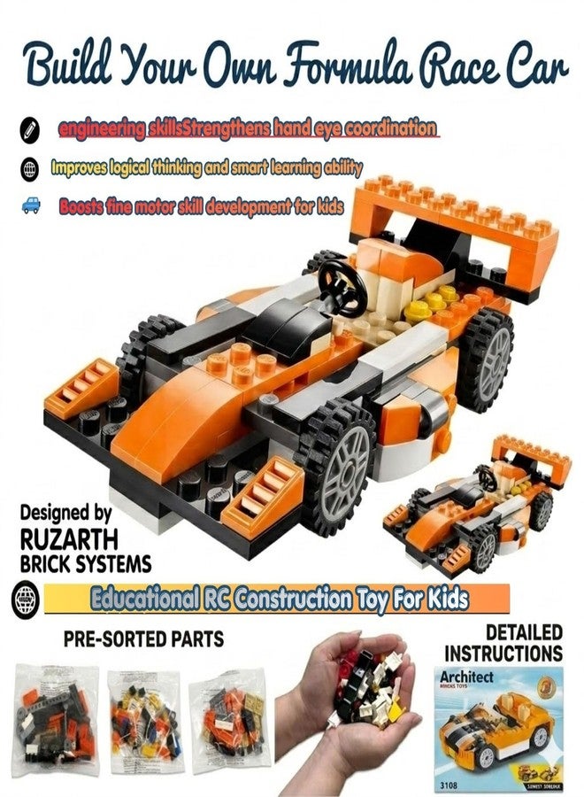 Ruzarth 3-in-1 Building Blocks Toy Set for Kids 6+, Sports Car Formula Race Car Cargo Truck Construction Kit, 119 PCS STEM Educational Building Bricks, Creative Learning Gift for Boys Girls - Image 4