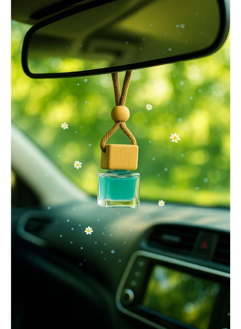 معطّر هواء للسيارة برائحة الخوخ المائي – طقم طبيعي 2 في 1 بغطاء خشبي، معلق بزجاجة عطرية، تصميم حبل زخرفي، رائحة فاخرة تدوم طويلاً، عبوة اقتصادية تضم قطعتين. عطر مُعلق للسيارة. - Image 5