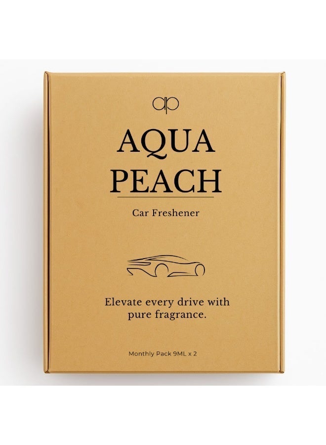 معطّر هواء للسيارة برائحة الخوخ المائي – طقم طبيعي 2 في 1 بغطاء خشبي، معلق بزجاجة عطرية، تصميم حبل زخرفي، رائحة فاخرة تدوم طويلاً، عبوة اقتصادية تضم قطعتين. عطر مُعلق للسيارة. - Image 2