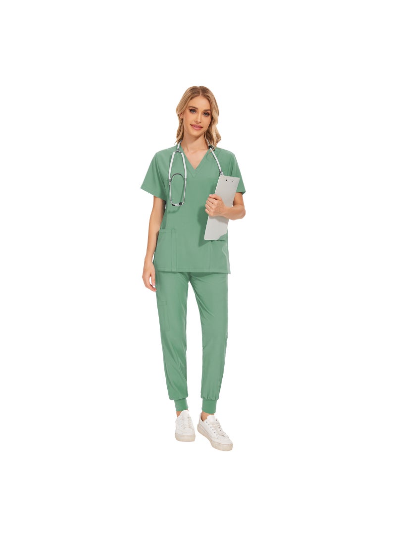 Generic New Summer Casual Womens Medical Scrubs Set 42109-mint green 