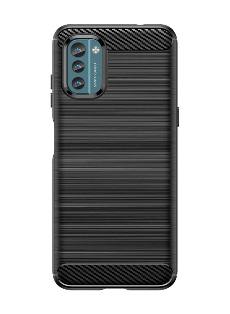 Nokia G21 4G / Nokia G11 4G - Rugged Shield Protective Cover, Brushed Carbon Fiber Texture, Shockproof TPU, Anti-Slip, Elegant Thin, and Shock-Absorbing - Black  - Image 2