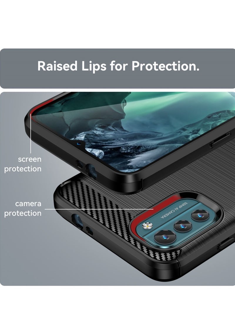 Nokia G21 4G / Nokia G11 4G - Rugged Shield Protective Cover, Brushed Carbon Fiber Texture, Shockproof TPU, Anti-Slip, Elegant Thin, and Shock-Absorbing - Black  - Image 3
