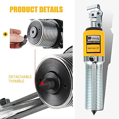 NEWTRY طقم سحب تروس هيدروليكي NEWTRY بقدرة 15 طن، فاصل سحب محامل العجلات، ساحب 3 فكوك، عمودي وأفقي، مع حقيبة، إصلاح ميكانيكي ثقيل - Image 5