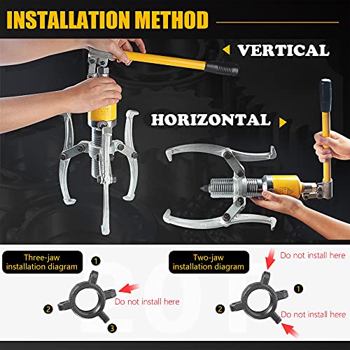 NEWTRY طقم سحب تروس هيدروليكي NEWTRY بقدرة 15 طن، فاصل سحب محامل العجلات، ساحب 3 فكوك، عمودي وأفقي، مع حقيبة، إصلاح ميكانيكي ثقيل - Image 4