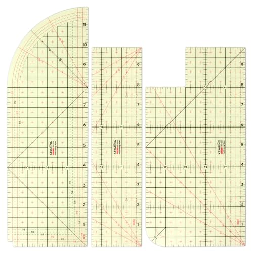 KEARING, 3 Pieces Hot Hem Ruler for Sewing, 10 Inch & 12 Inch, Patented Heat Resistant Non-Slip Hot Ironing Ruler for Measure, Mark, Fold, Press with Dry or Steam Iron - Image 1