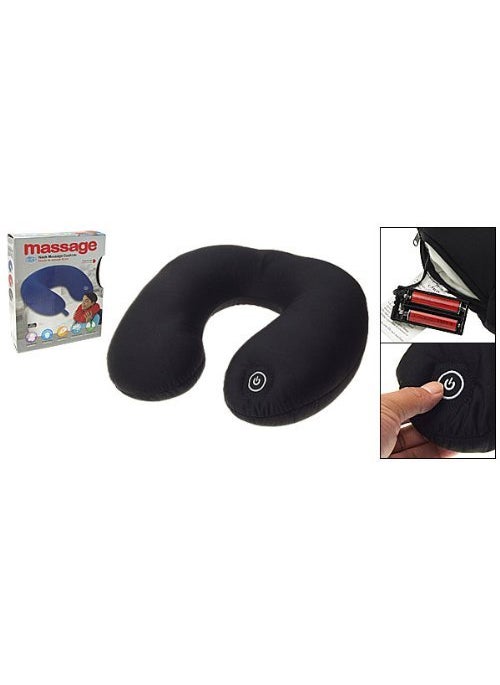 Styleys Styleys Travel Neck Pillow with Vibrating Neck Massager | U Shaped Micro Fiber Soft Cushions Pillow for Travel in Car,Bus,Train,Flight (Black)  - Image 2