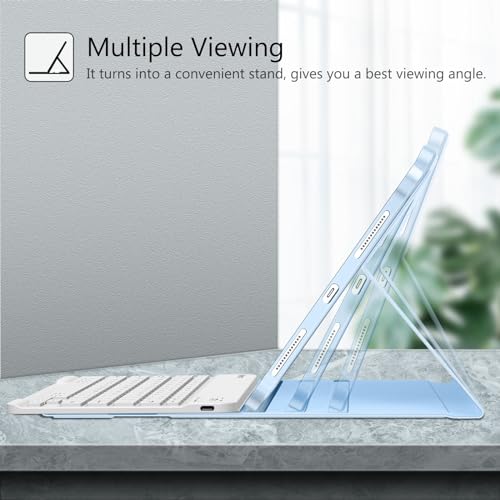 Fintie Keyboard Case for iPad Air 11-inch M3 (2025) / M2 (2024), iPad Air 5th (2022) / 4th Generation 10.9 Inch - Soft TPU Cover w/Magnetically Detachable Bluetooth Keyboard, Sky Blue - Image 4