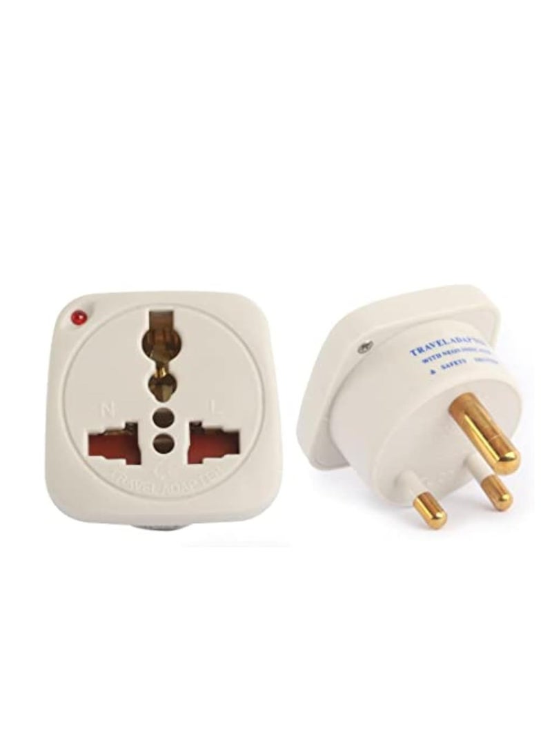 HASANAT ESSENTIALS Hasanat Essentials Multi Travel Adaptor Suchko To Universal Power Adapter UK/US/AU to Universal Various Options International Plugs Shutter Indicator.Travel Adaptor 5A 2 Pin HE20 