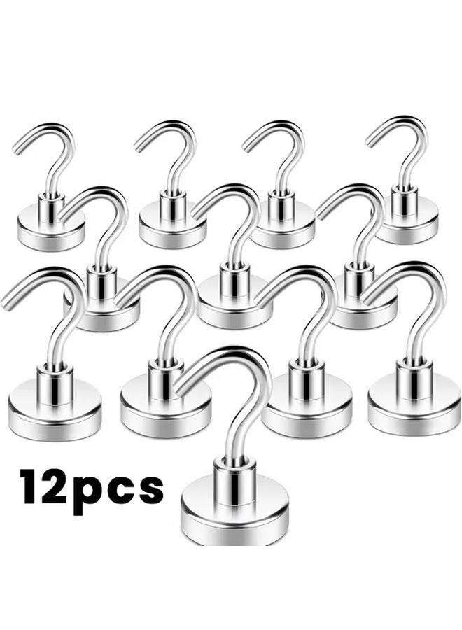 12 Pieces Silvery Heavy Duty Magnetic Hooks for Travel Camping Cruise Ships - Image 1