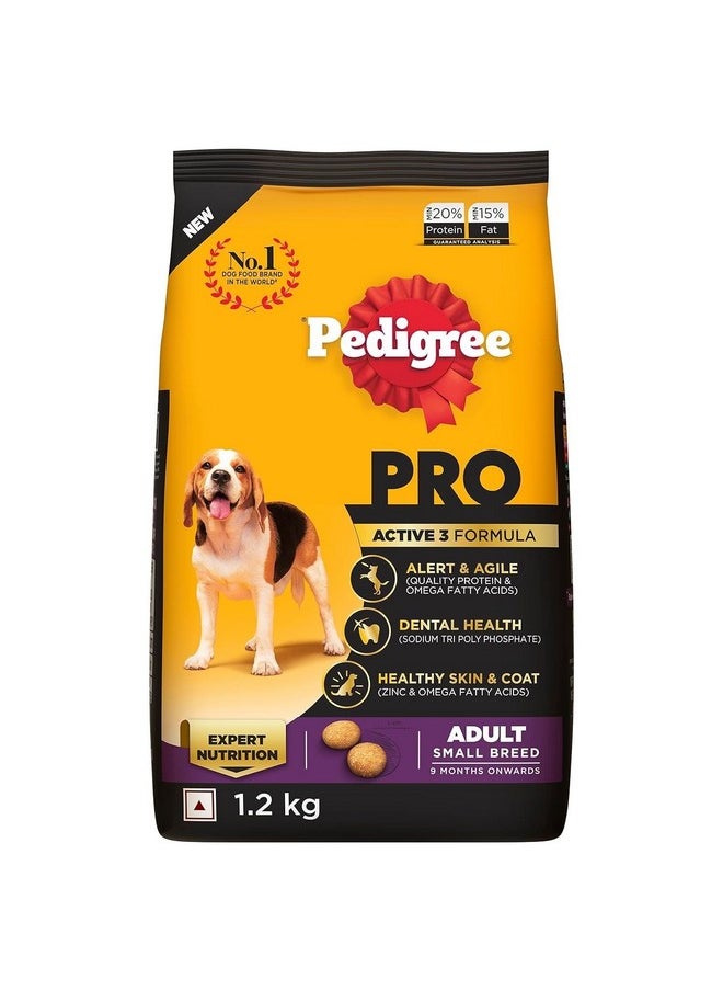 Pedigree Pedigree PRO Adult (9 Months Onwards) Small Breed Dry Dog Food, 1.2 kg, High-Protein Dog Food, Expert Nutrition with 33%* More Nutrients  - Image 1