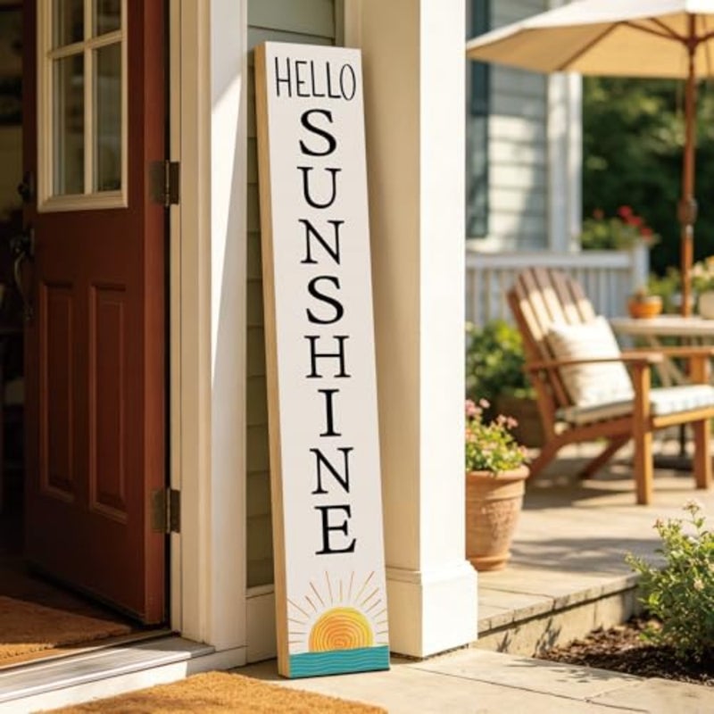 Summer Decor Summer Decorations for Home Porch Outdoor Wooden Porch Sign Door Decor Indoor Outside Welcome Sign for Front Door 46.8 Inch - Image 5