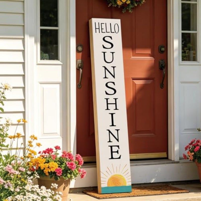 Summer Decor Summer Decorations for Home Porch Outdoor Wooden Porch Sign Door Decor Indoor Outside Welcome Sign for Front Door 46.8 Inch - Image 1