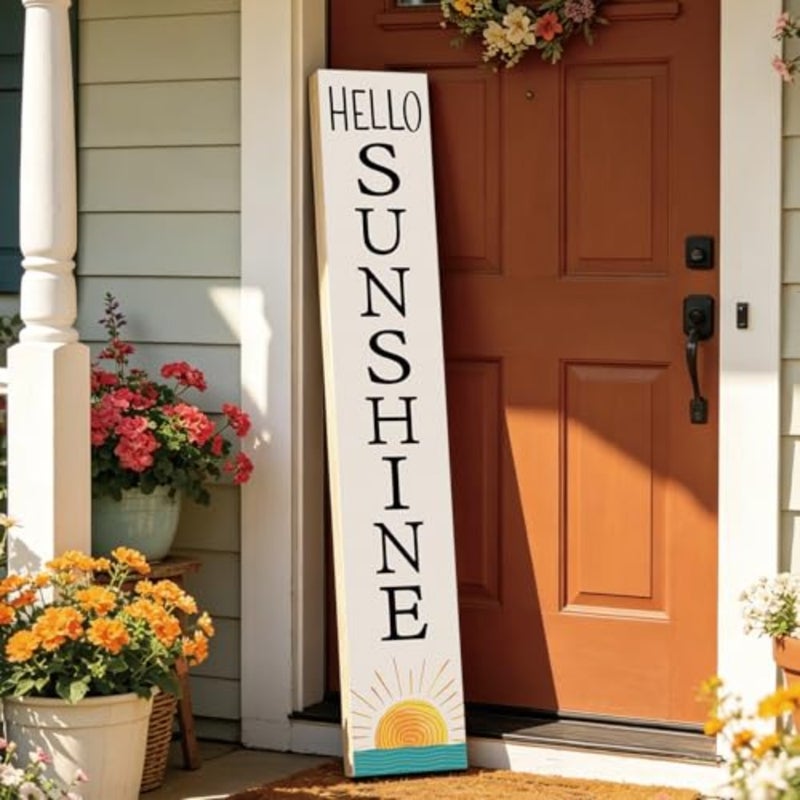 Summer Decor Summer Decorations for Home Porch Outdoor Wooden Porch Sign Door Decor Indoor Outside Welcome Sign for Front Door 46.8 Inch - Image 3