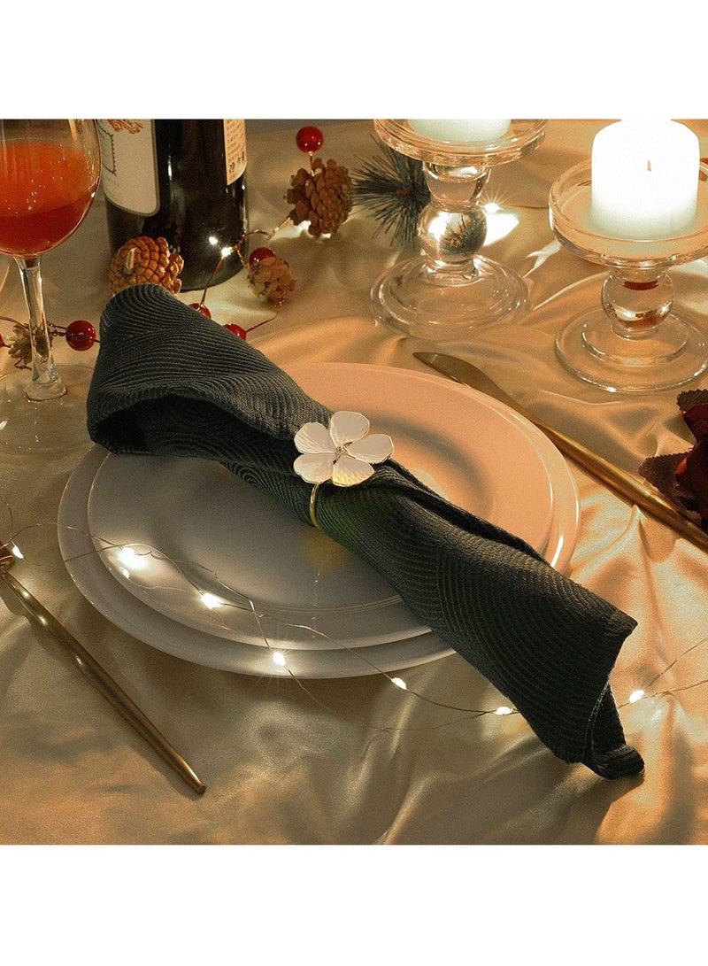 KASTWAVE خواتم منديل، طاولة سبائك بتلة منديل، حلقة منديل مشبك، خواتم زهور لوجبات العشاء، زينة أنيقة - Image 2