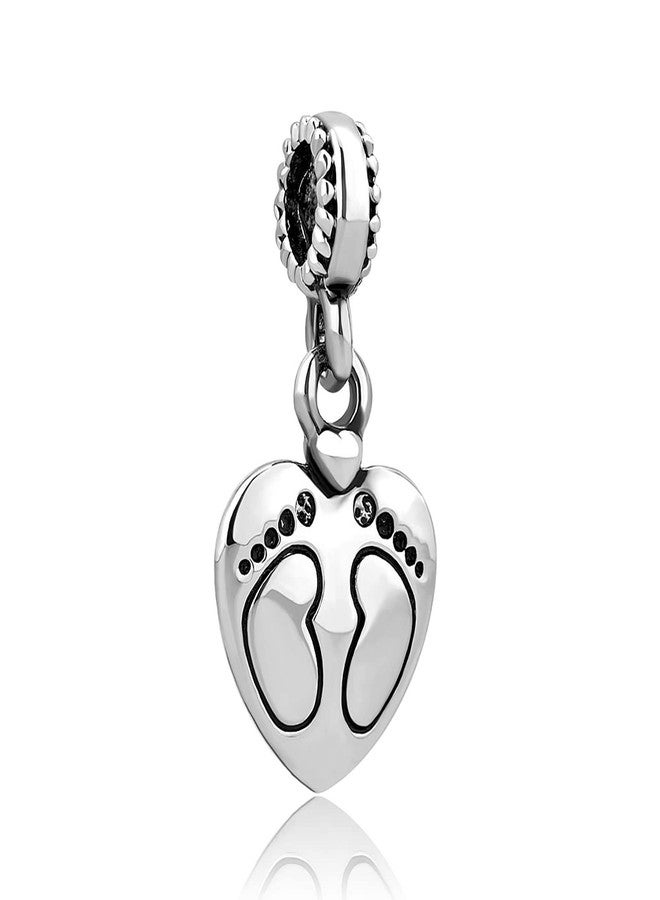MiiFort Footprint Love Heart Charm Compatible with Pandora Charms Bracelets Mother's Day Mom - Image 2