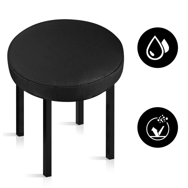 2pcs Thick Elastic Barstool Seat Cushion Cover Practical Stool Cover Round Chair Protector for Home Shop - Black (Diameter 30cm ) - Image 3
