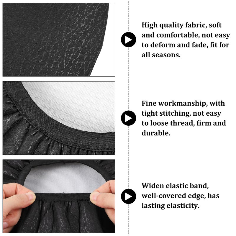 2pcs Thick Elastic Barstool Seat Cushion Cover Practical Stool Cover Round Chair Protector for Home Shop - Black (Diameter 30cm ) - Image 2