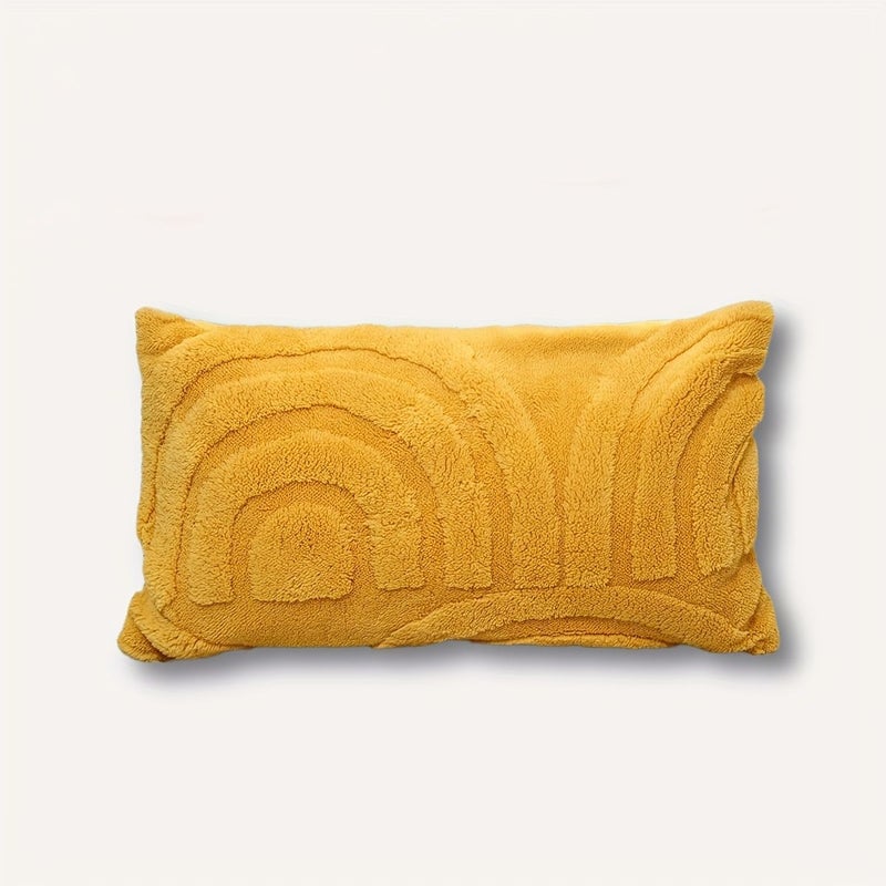 1PC Beige Velvet Arch Flower Shaped Pillowcase 50x50 - Image 2