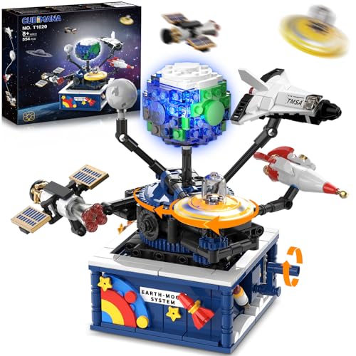 CUBIMANA Planet Rotatable Space Sets with Light - Earth & Moon Space Exploration Building Toys with Shuttle Spaceship Science Kits Building Blocks Gifts for Kids Age 8+ Years Old Boys Girls(554 PCS) - Image 1