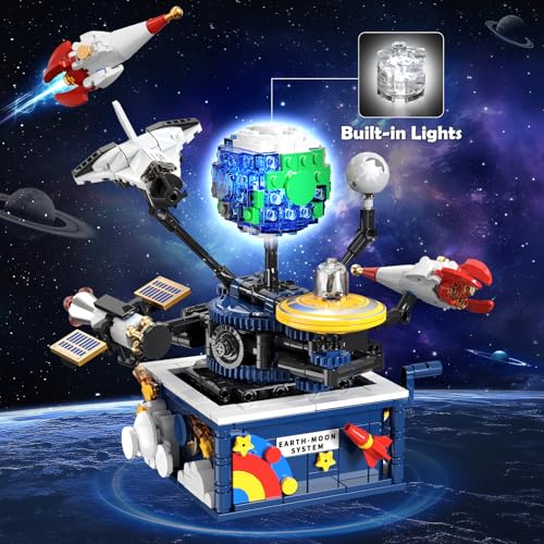 CUBIMANA Planet Rotatable Space Sets with Light - Earth & Moon Space Exploration Building Toys with Shuttle Spaceship Science Kits Building Blocks Gifts for Kids Age 8+ Years Old Boys Girls(554 PCS) - Image 3