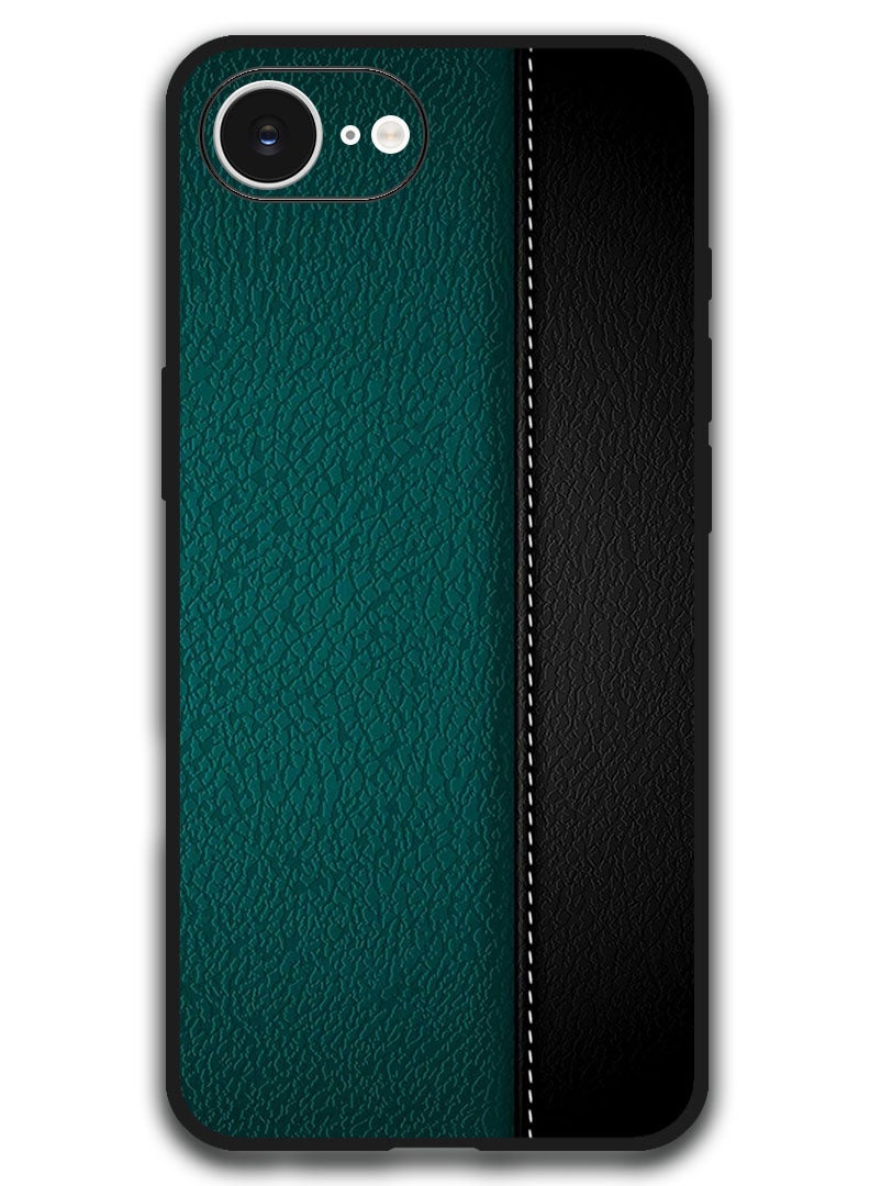 ثيودور حافظة متوافقة مع هاتف Apple iPhone 16e مقاس 6.1 بوصة، غطاء حماية مضاد للصدمات - نمط جلد أسود أخضر - Image 1