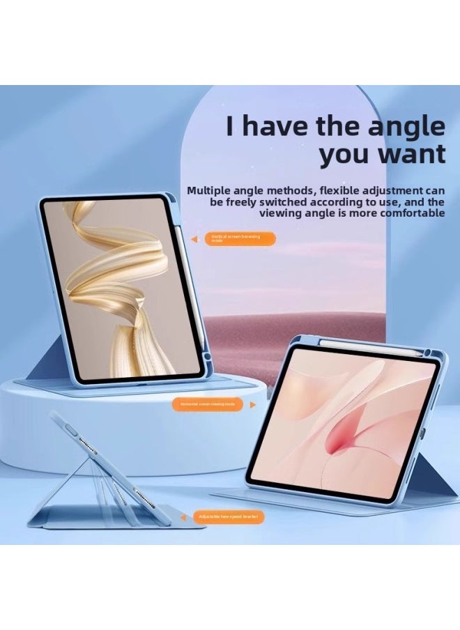 Generic - For Huawei Changxiang 2 Flat 10.1-inch Rotating Protective Cover Acrylic Simple Flat Case-Colour:360 Degree Book Rotating Pen Tray-white Ice Blue-Applicable Model:Enjoy 2 Tablets 10.1inch - Image 1