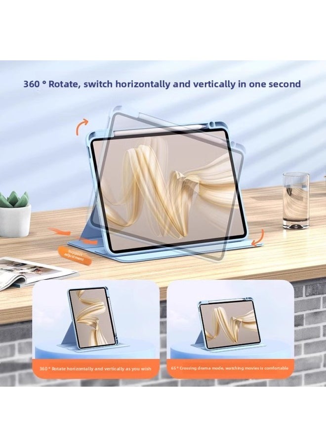 Generic - For Huawei Changxiang 2 Flat 10.1-inch Rotating Protective Cover Acrylic Simple Flat Case-Colour:360 Degree Book Rotating Pen Tray-white Ice Blue-Applicable Model:Enjoy 2 Tablets 10.1inch - Image 1