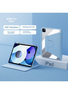 For Huawei Changxiang 2 Flat 10.1-inch Rotating Protective Cover Acrylic Simple Flat Case-Colour:360 Degree Book Rotating Pen Tray-white Ice Blue-Applicable Model:Enjoy 2 Tablets 10.1inch