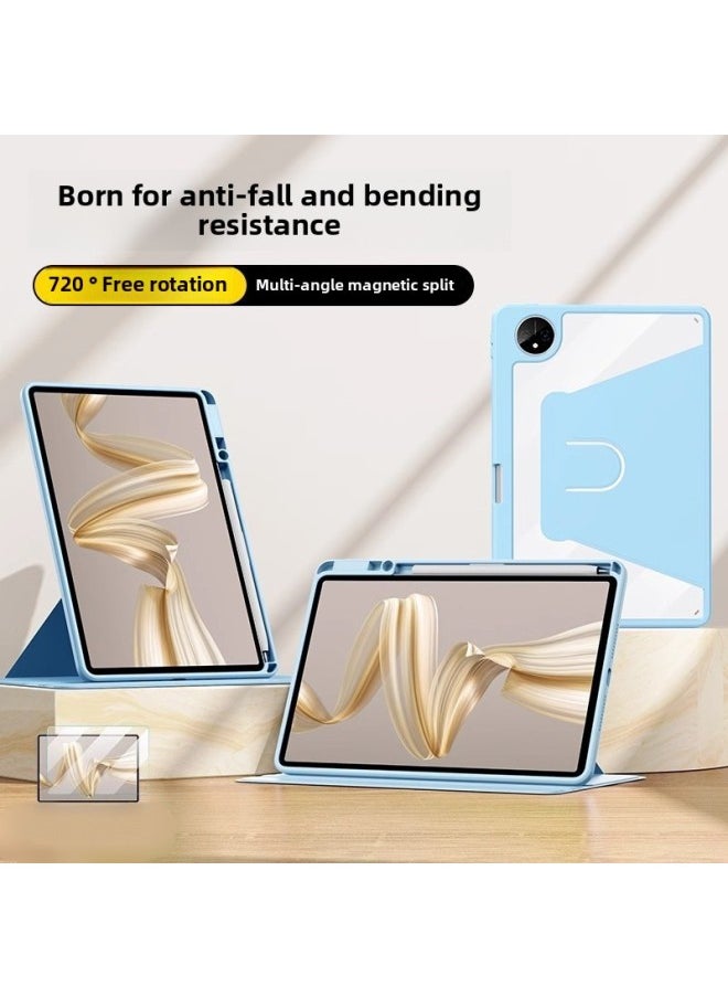 Generic - For Huawei Changxiang 2 Flat 10.1-inch Rotating Protective Cover Acrylic Simple Flat Case-Colour:360 Degree Book Rotating Pen Tray-white Ice Blue-Applicable Model:Enjoy 2 Tablets 10.1inch - Image 1