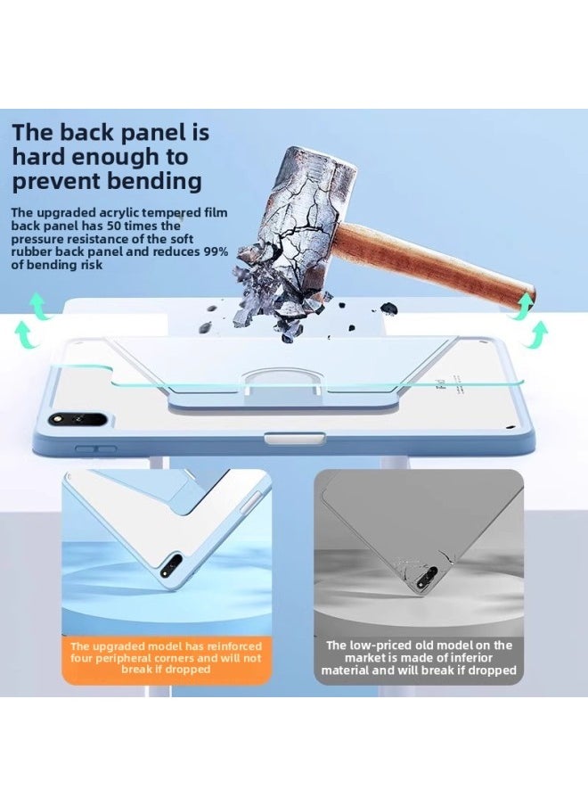 Generic - For Huawei Changxiang 2 Flat 10.1-inch Rotating Protective Cover Acrylic Simple Flat Case-Colour:360 Degree Book Rotating Pen Tray-white Ice Blue-Applicable Model:Enjoy 2 Tablets 10.1inch - Image 1