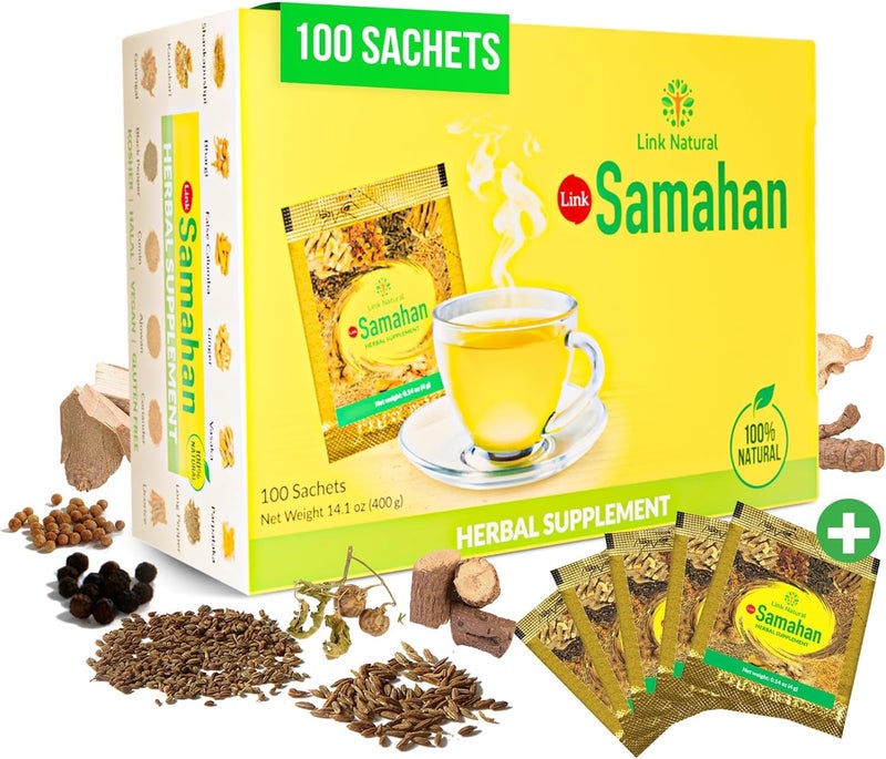 SAMAHAN Ayurvedic Herbal Tea Packets - Sri Lankan Ceylon Blend with 14 Natural Herbs Including Ginger, Black Pepper & More, Herbal Tea Bags for Wellness, Relaxation & Daily Comfort - 100 Count - Image 1