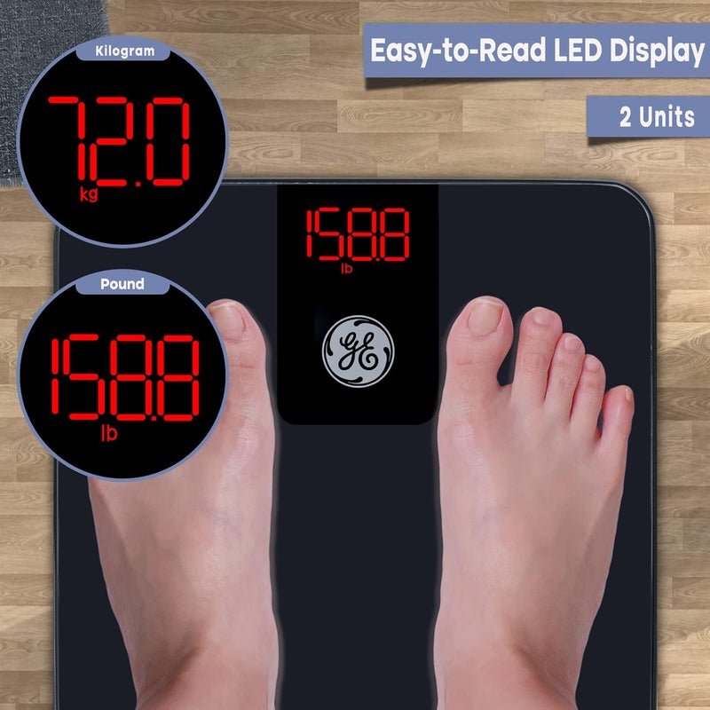 GE Digital Smart Bathroom Scale  Accurate Bluetooth Body Weight and BMI  Electronic Black Scale 400lb Capacity - Image 2