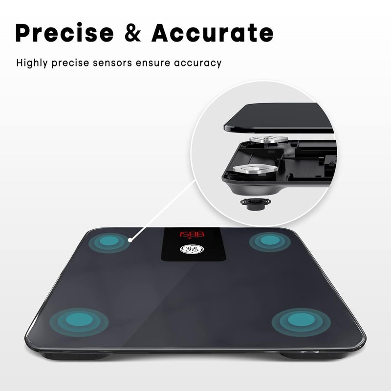 GE Digital Smart Bathroom Scale  Accurate Bluetooth Body Weight and BMI  Electronic Black Scale 400lb Capacity - Image 5