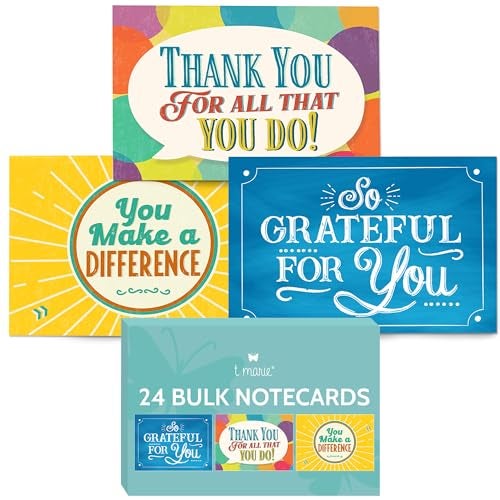T MARIE 24 Appreciation Cards with Envelopes - Team Gifts, Teacher Gifts Bulk, Volunteer and Employee Appreciation Cards, Boxed Gratitude Cards Set for Nurse Appreciation Week and Staff Appreciation Day - Image 1