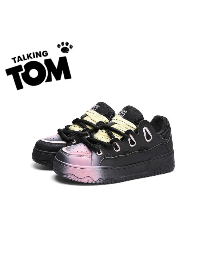 Talking Tom Men's Trendy Bread Shoes, Couple's Sneakers, Spring And Autumn Fashion Sports Casual Shoes, Black And Pink, Size 36 - Image 3