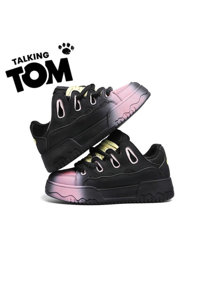 Talking Tom Men's Trendy Bread Shoes, Couple's Sneakers, Spring And Autumn Fashion Sports Casual Shoes, Black And Pink, Size 36 - Image 1