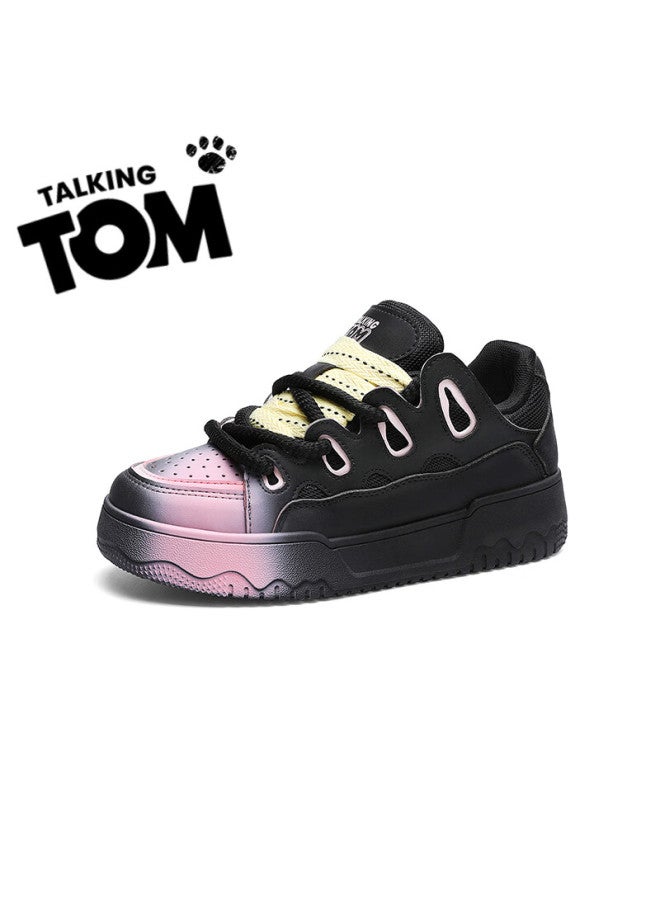 Talking Tom Men's Trendy Bread Shoes, Couple's Sneakers, Spring And Autumn Fashion Sports Casual Shoes, Black And Pink, Size 36 - Image 2