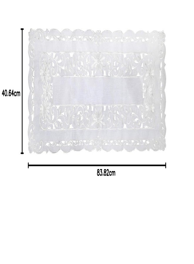 MONKDECOR MONDECOR Tissue Emboridery Cut Work Centre Table Runner (Size- 16x33 Inches)- White.New Organza - Image 4